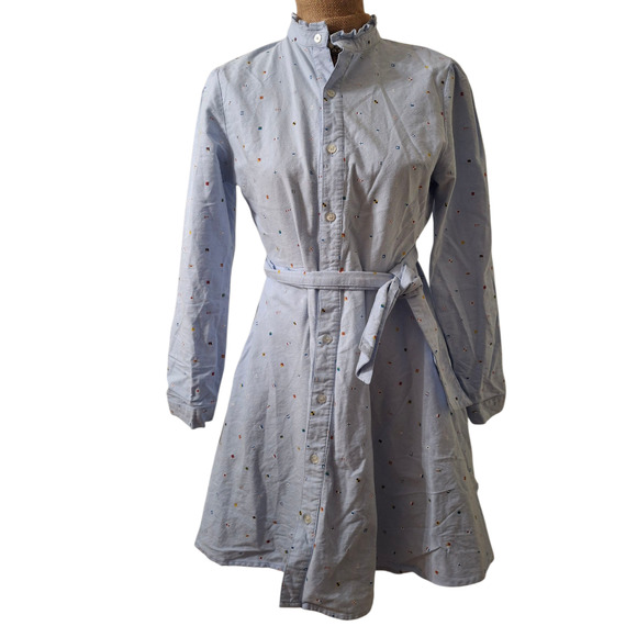 Kiel James Patrick KJP Nautical Flag Cotton Belted Dress Button Down size M - Picture 2 of 8